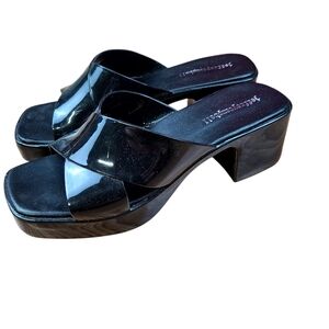 Women's Jeffrey Campbell Size 8 Slide On Black Sandals Wedges
